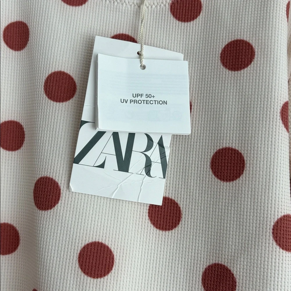 Zara Kids 11-12Y Long Sleeve Polka Dot RashGuard Swim Top